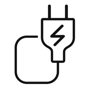 Symbol eines Stromsteckers mit Kabel, das die elektrische Verbindung und Energiezufuhr darstellt, passend zum Thema iX1-Entwurf.